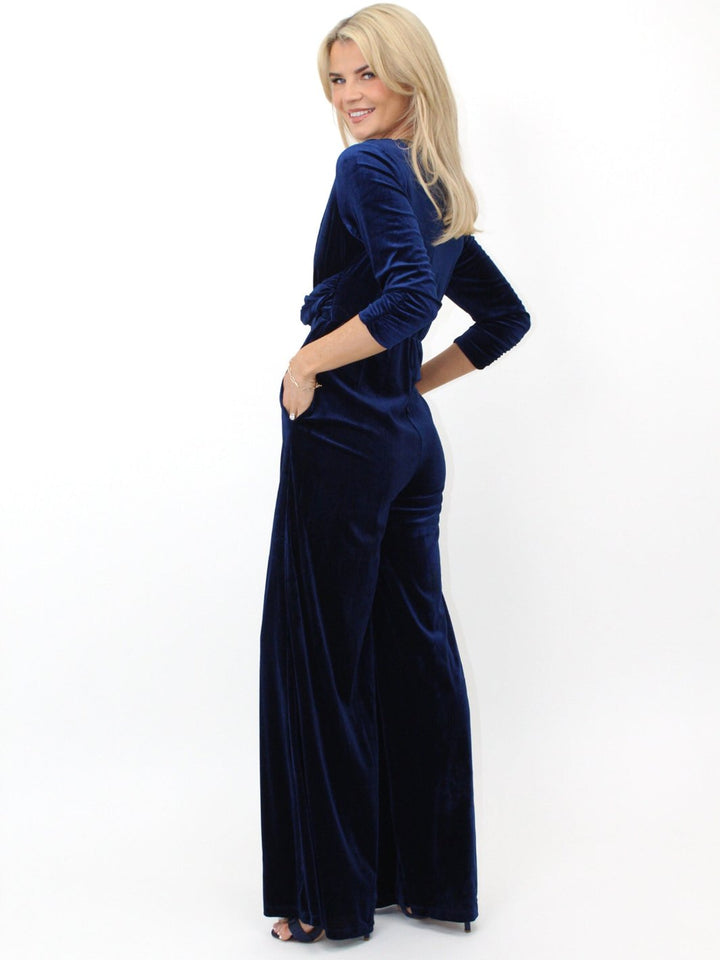 Kate & Pippa Sophia Velvet Jumpsuit In Navy-Nicola Ross