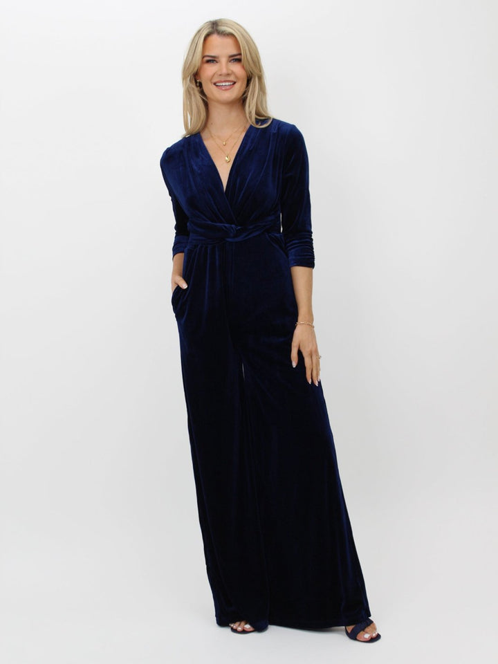 Kate & Pippa Sophia Velvet Jumpsuit In Navy-Nicola Ross