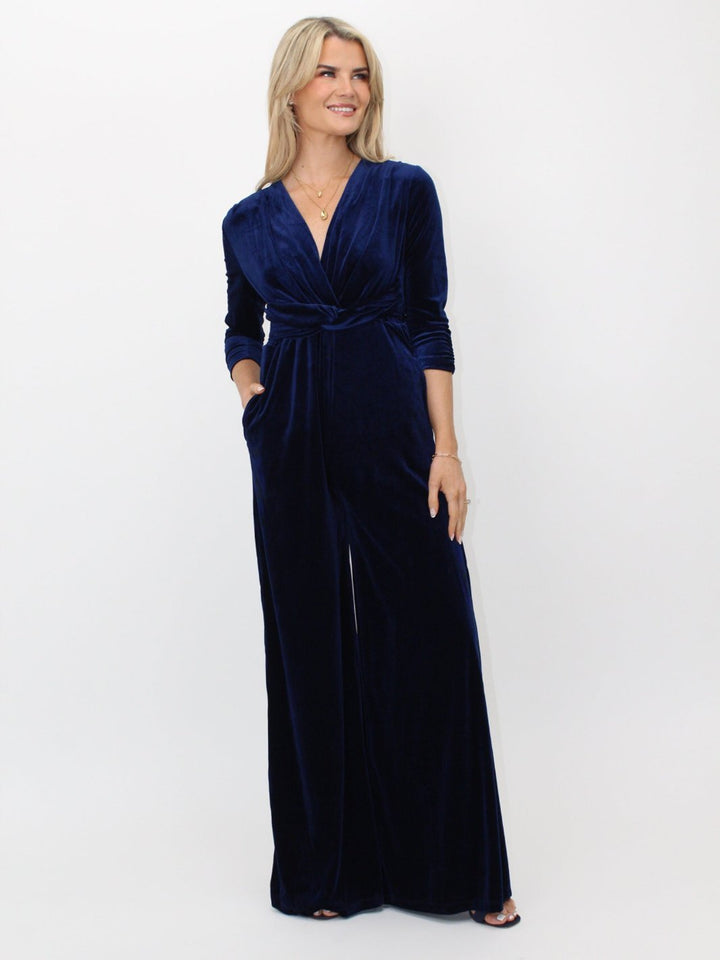 Kate & Pippa Sophia Velvet Jumpsuit In Navy-Nicola Ross