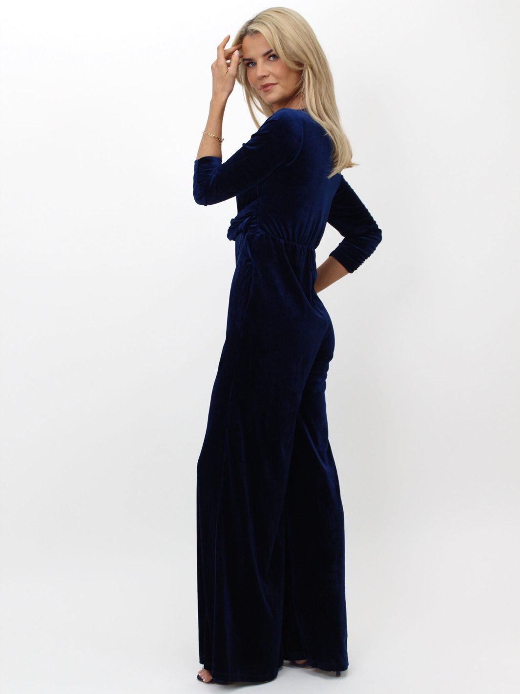 Kate & Pippa Sophia Velvet Jumpsuit In Navy-Nicola Ross