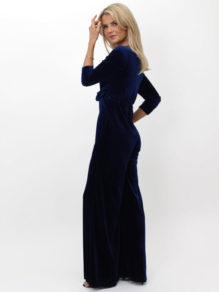 Kate & Pippa Sophia Velvet Jumpsuit In Navy-Nicola Ross