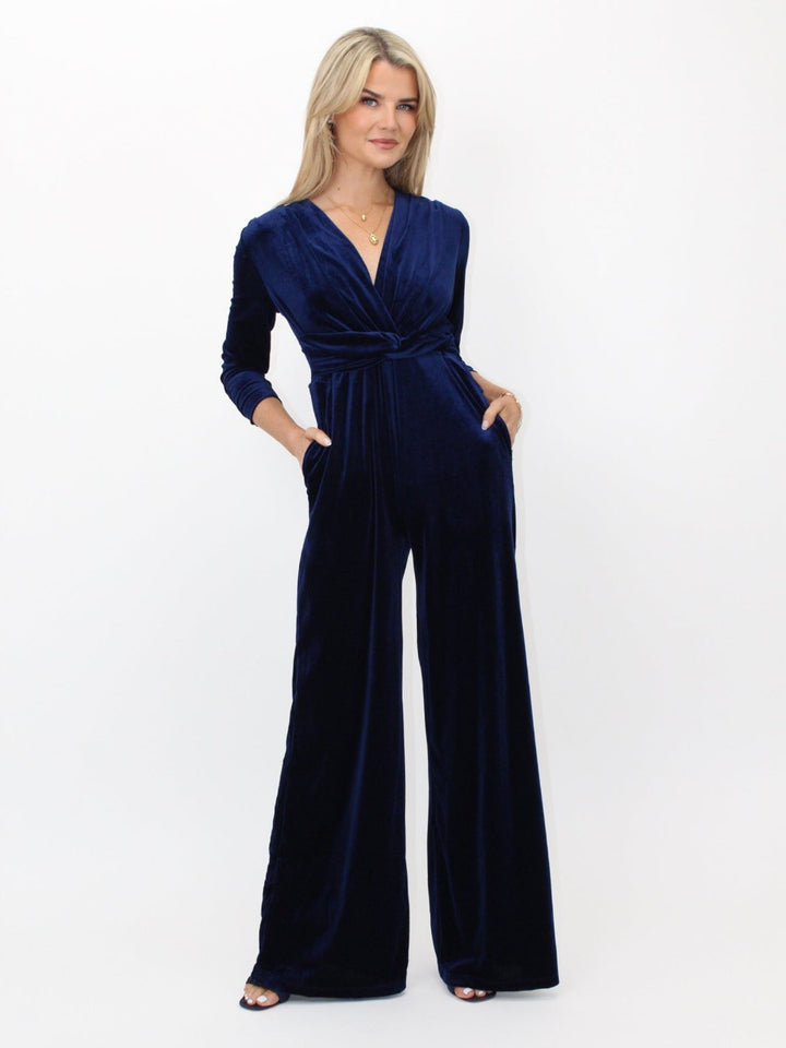 Kate & Pippa Sophia Velvet Jumpsuit In Navy-Nicola Ross