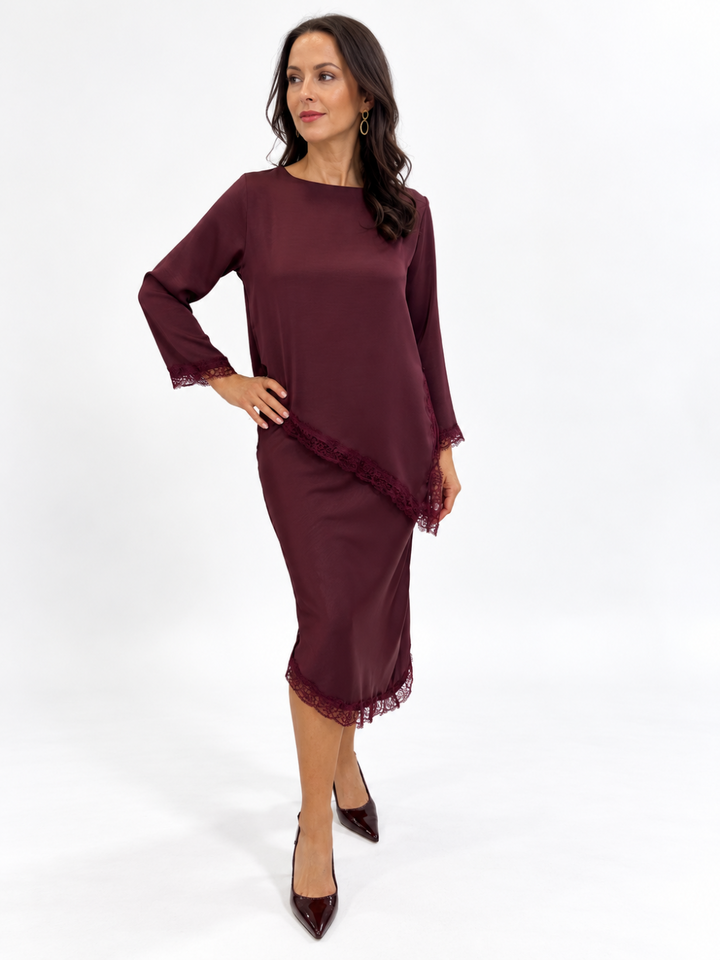 Kate & Pippa Steffi Skirt In Burgundy-Nicola Ross