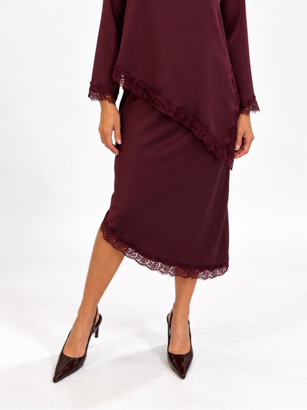 Kate & Pippa Steffi Skirt In Burgundy-Nicola Ross