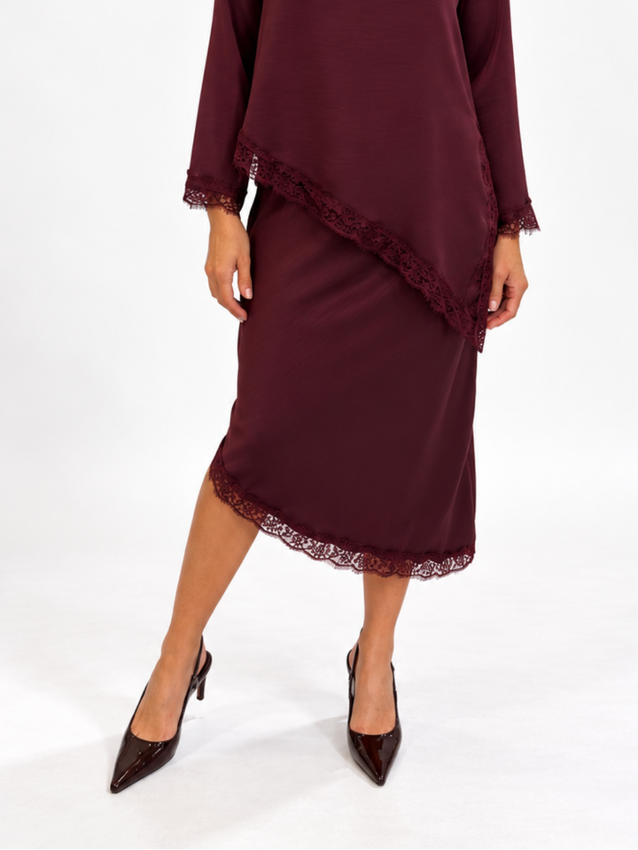 Kate & Pippa Steffi Skirt In Burgundy-Nicola Ross