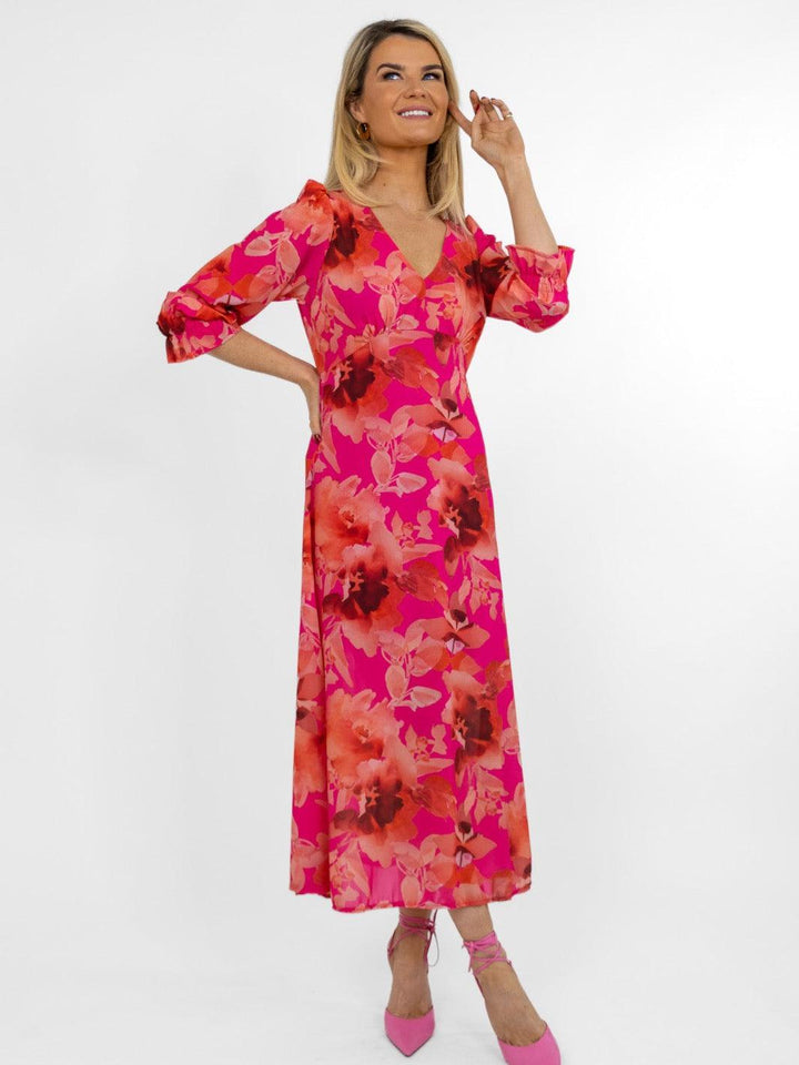 Kate & Pippa Streasa Dress In Pink Floral Print-Nicola Ross