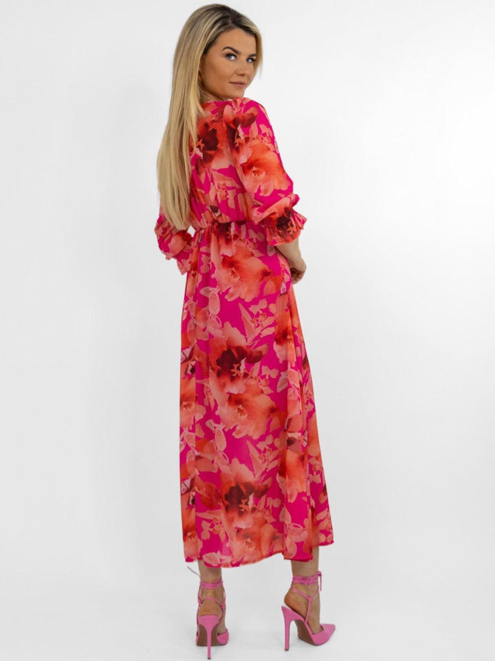 Kate & Pippa Streasa Dress In Pink Floral Print-Nicola Ross
