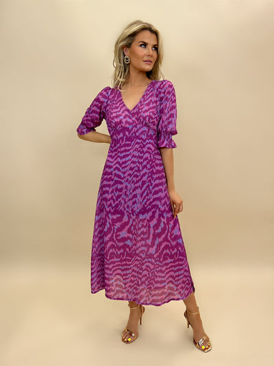 Kate & Pippa Streasa Dress In Purple Print-Nicola Ross