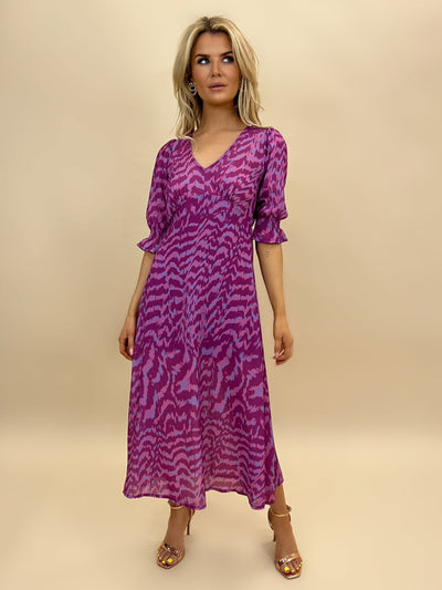Kate & Pippa Streasa Dress In Purple Print-Nicola Ross