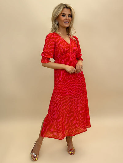 Kate & Pippa Streasa Dress In Red Print-Nicola Ross
