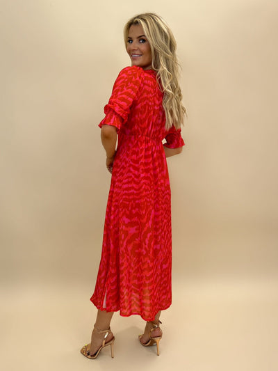 Kate & Pippa Streasa Dress In Red Print-Nicola Ross