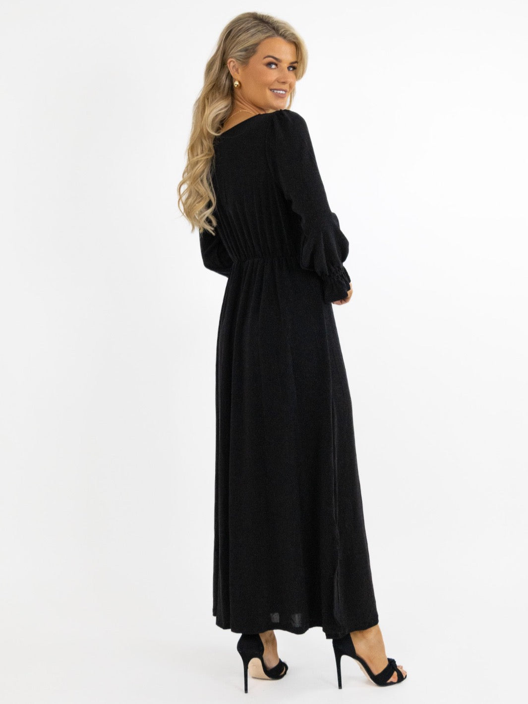 Kate & Pippa Streasa Lurex Dress In Black Sparkle-Nicola Ross