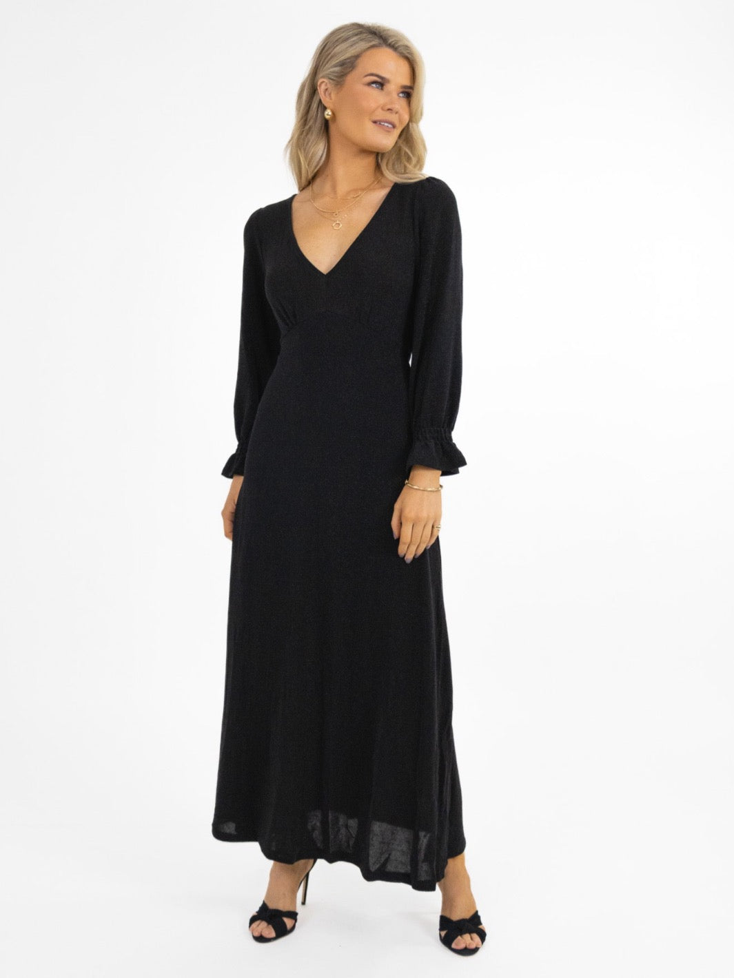 Kate & Pippa Streasa Lurex Dress In Black Sparkle-Nicola Ross