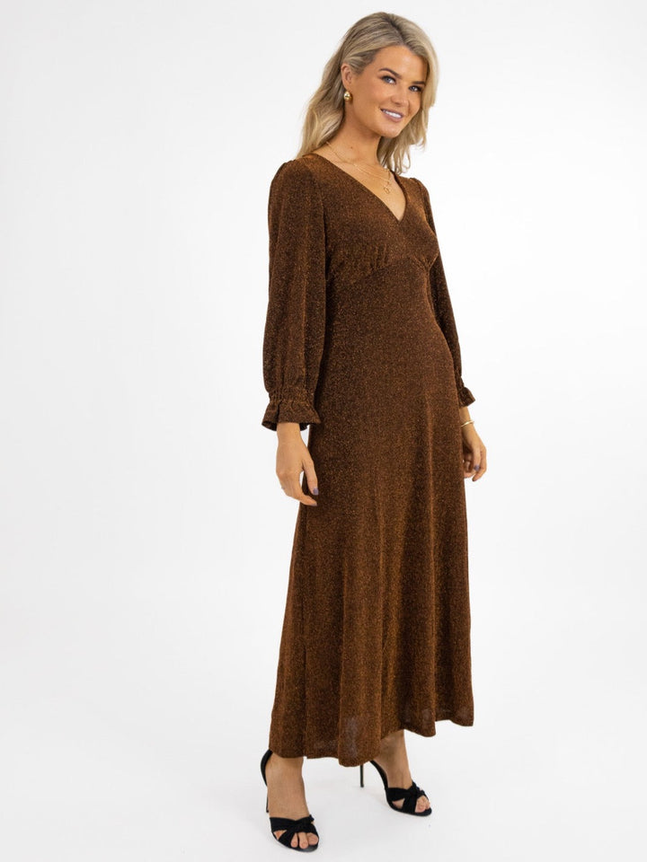 Kate & Pippa Streasa Lurex Dress In Bronze Sparkle-Nicola Ross