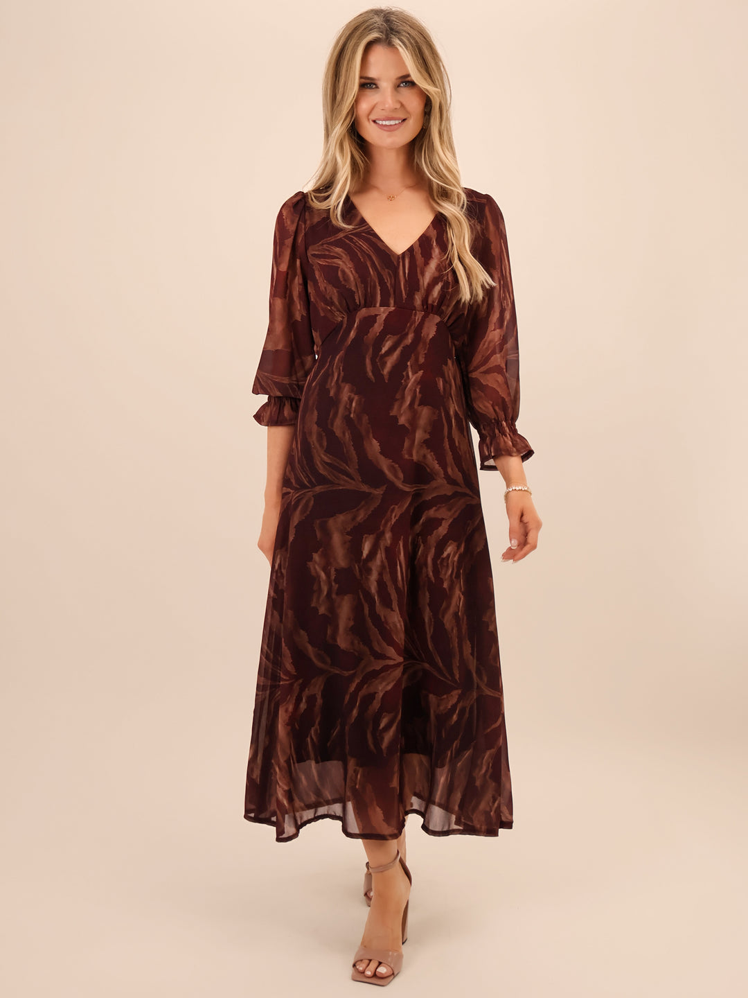 Kate & Pippa Streasa Midi Dress In Burgundy-Nicola Ross