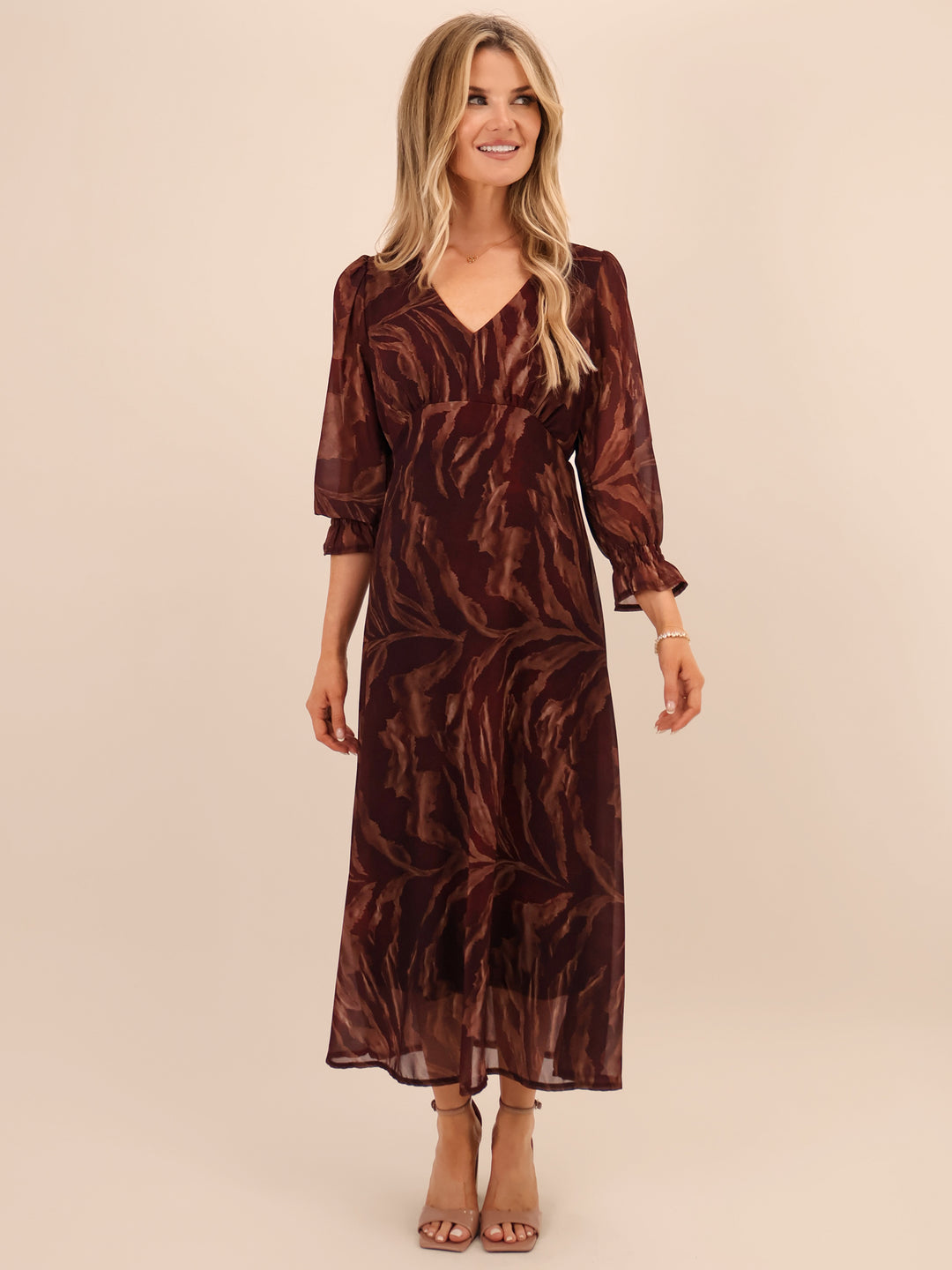 Kate & Pippa Streasa Midi Dress In Burgundy-Nicola Ross