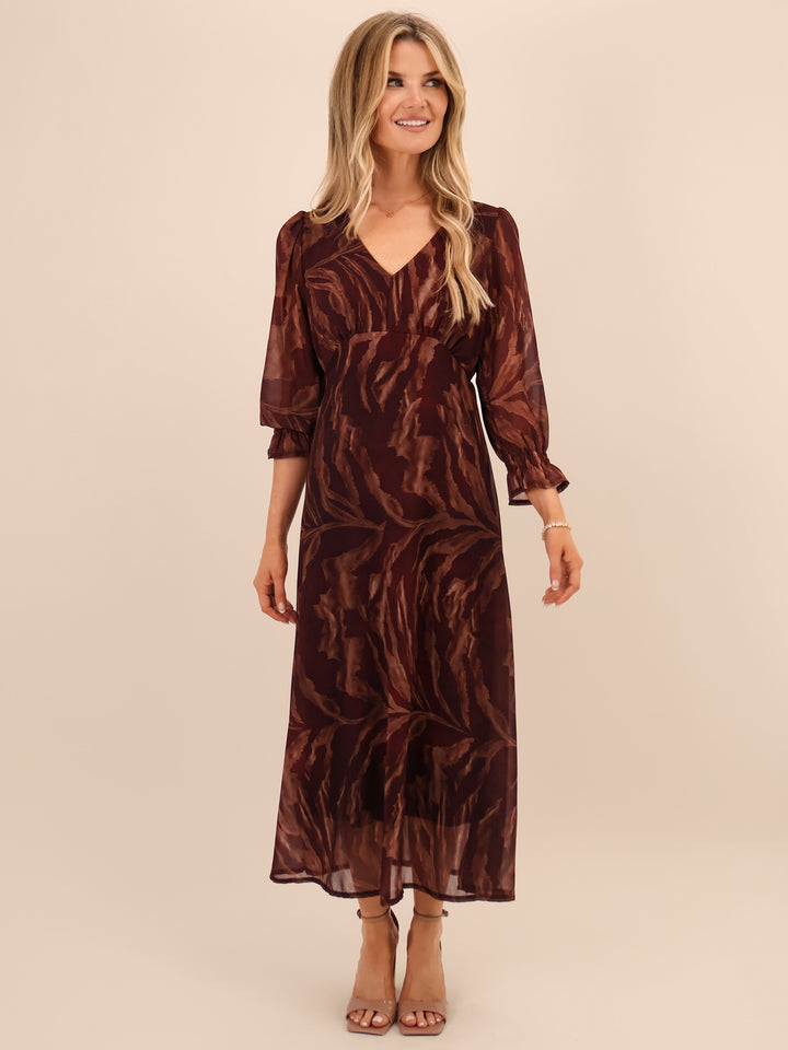 Kate & Pippa Streasa Midi Dress In Burgundy-Nicola Ross