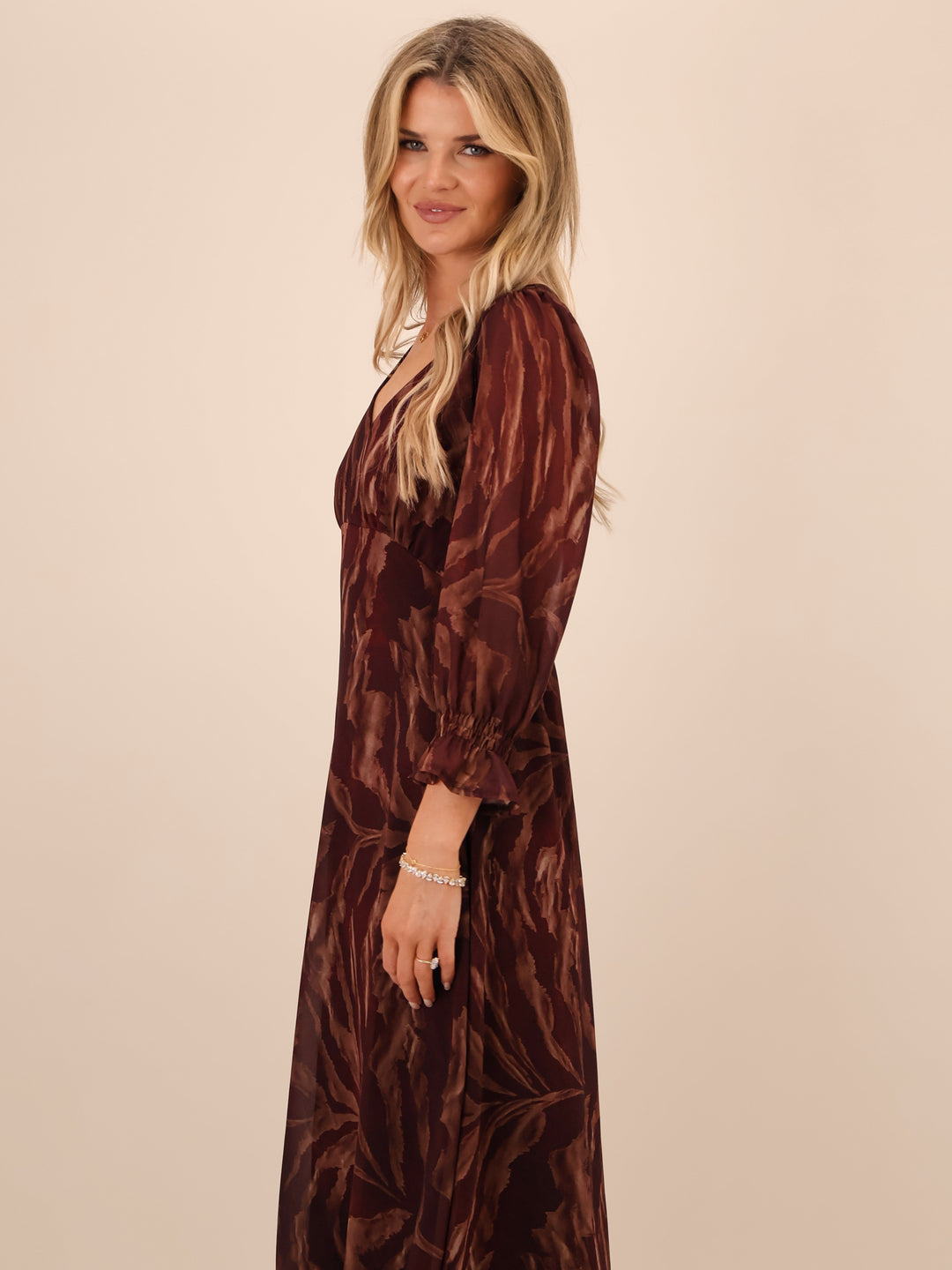 Kate & Pippa Streasa Midi Dress In Burgundy-Nicola Ross