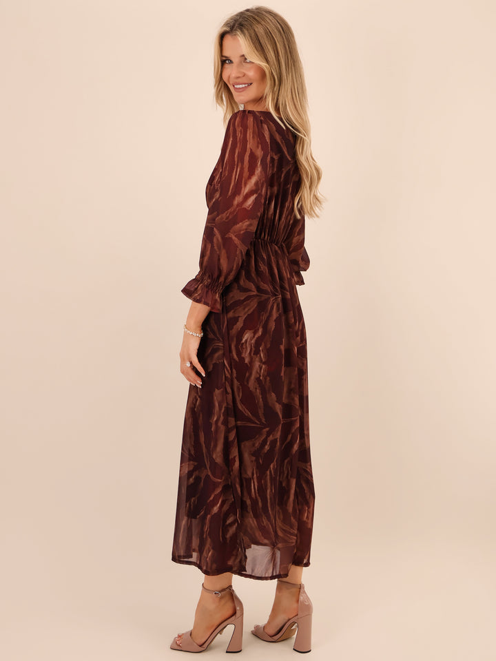 Kate & Pippa Streasa Midi Dress In Burgundy-Nicola Ross