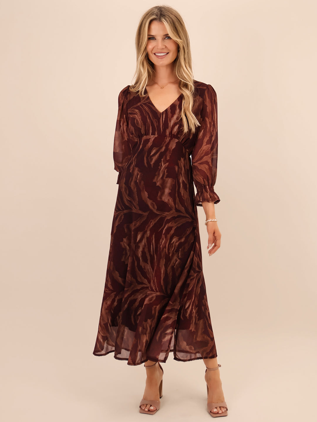 Kate & Pippa Streasa Midi Dress In Burgundy-Nicola Ross