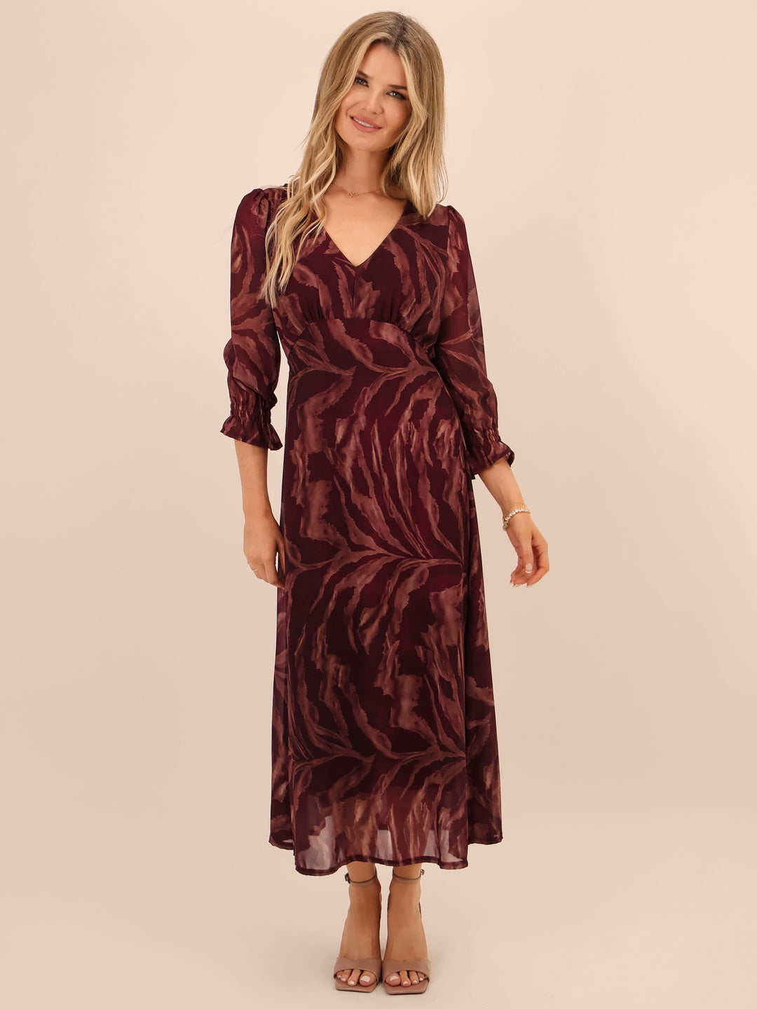 Kate & Pippa Streasa Midi Dress In Plum-Nicola Ross