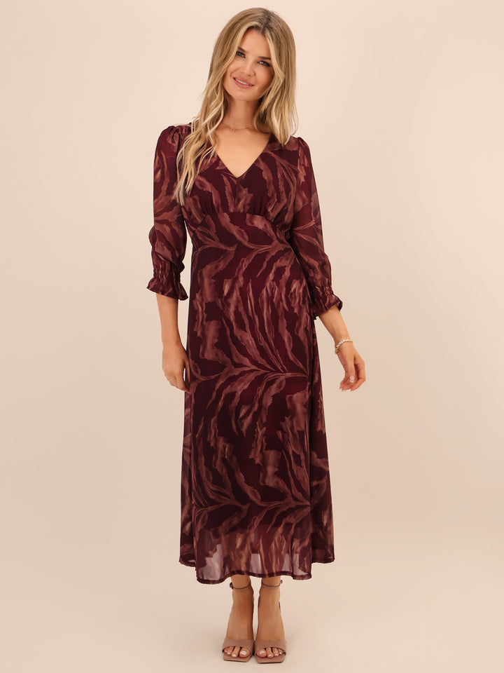 Kate & Pippa Streasa Midi Dress In Plum-Nicola Ross