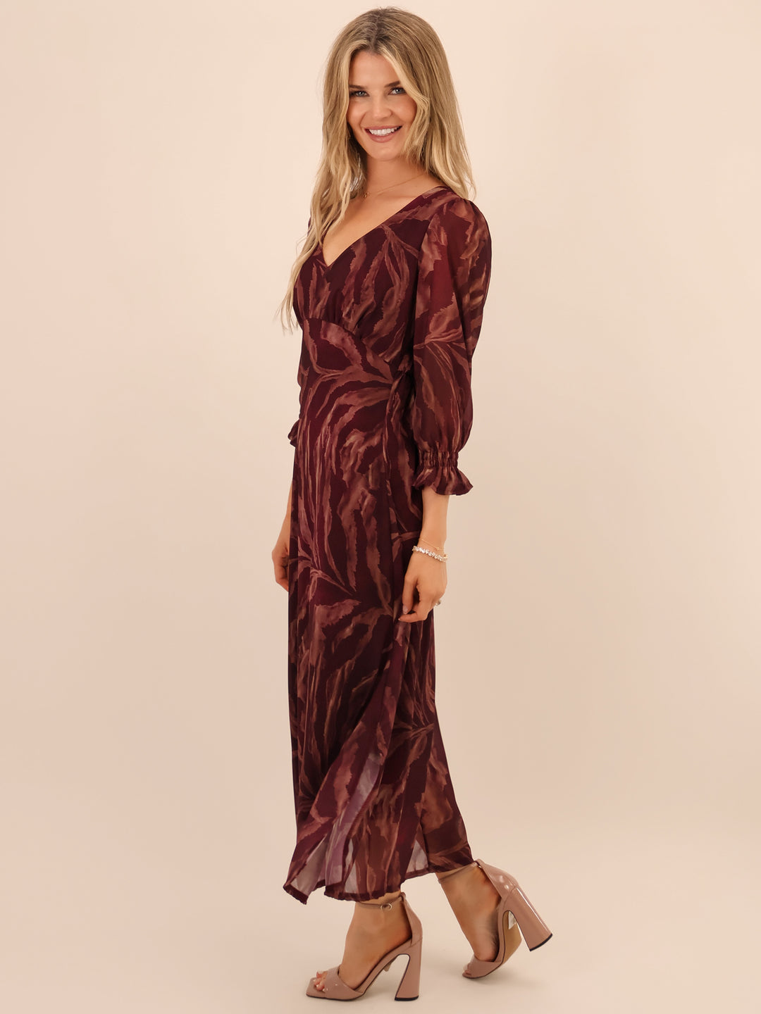 Kate & Pippa Streasa Midi Dress In Plum-Nicola Ross
