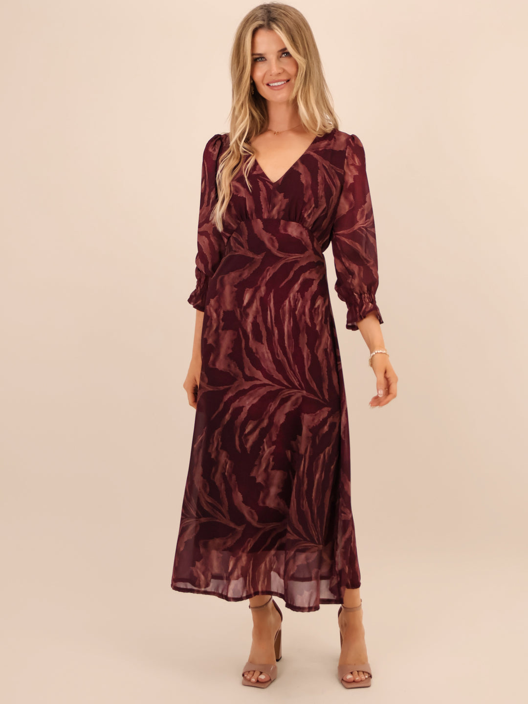 Kate & Pippa Streasa Midi Dress In Plum-Nicola Ross