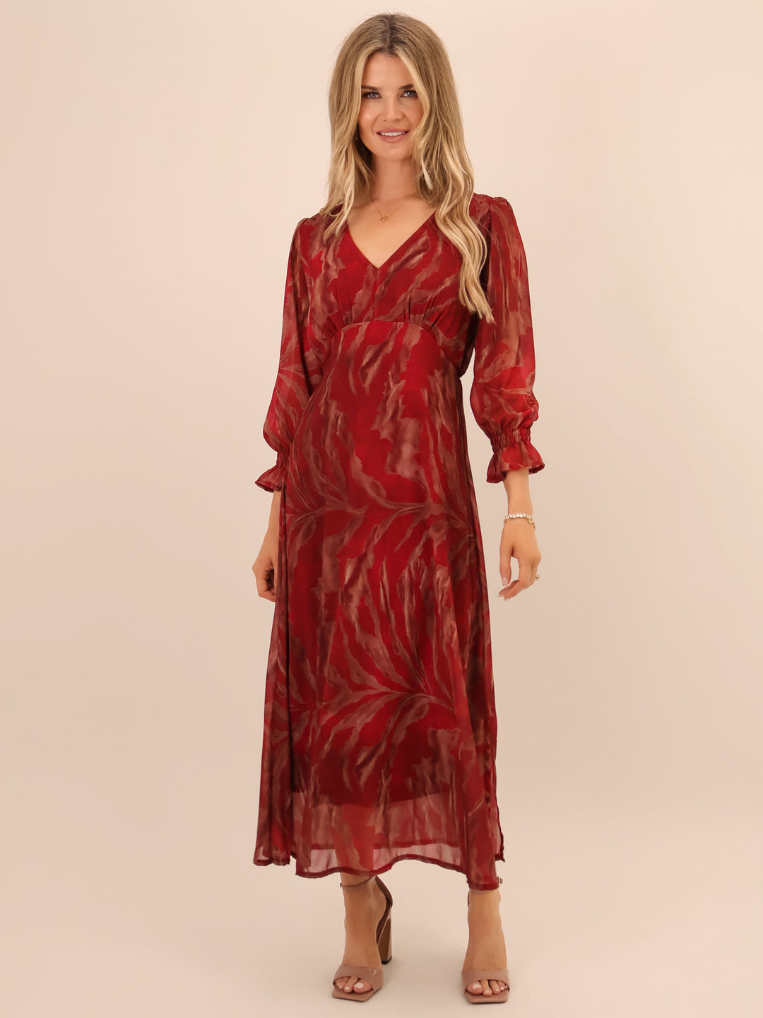 Kate & Pippa Streasa Midi Dress In Red-Nicola Ross