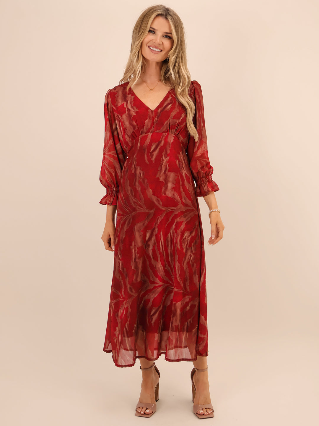 Kate & Pippa Streasa Midi Dress In Red-Nicola Ross