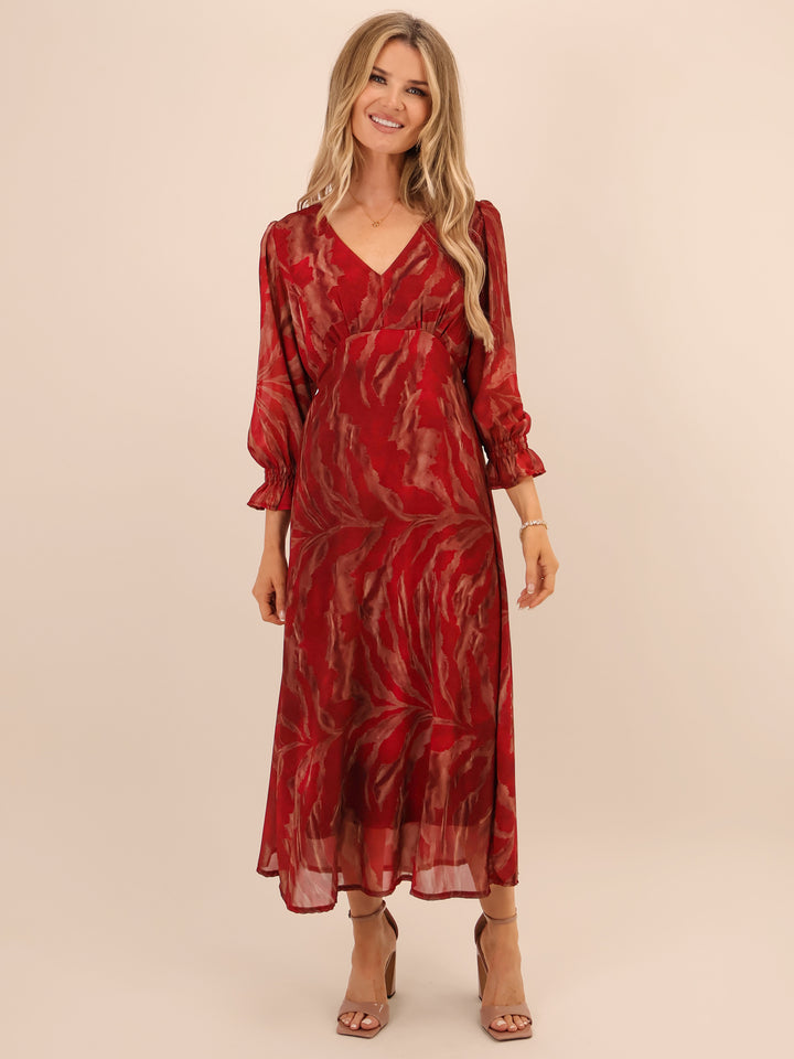 Kate & Pippa Streasa Midi Dress In Red-Nicola Ross