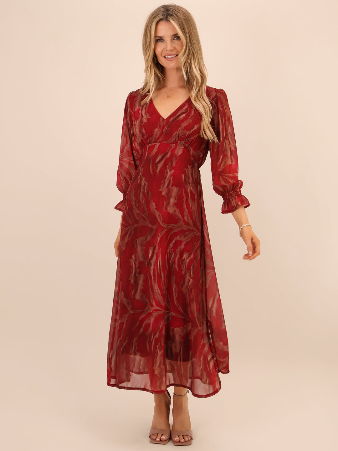Kate & Pippa Streasa Midi Dress In Red-Nicola Ross