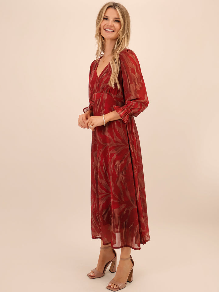 Kate & Pippa Streasa Midi Dress In Red-Nicola Ross