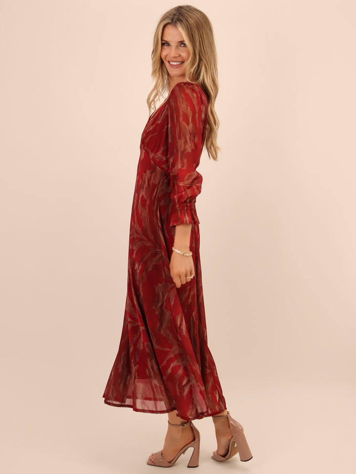 Kate & Pippa Streasa Midi Dress In Red-Nicola Ross
