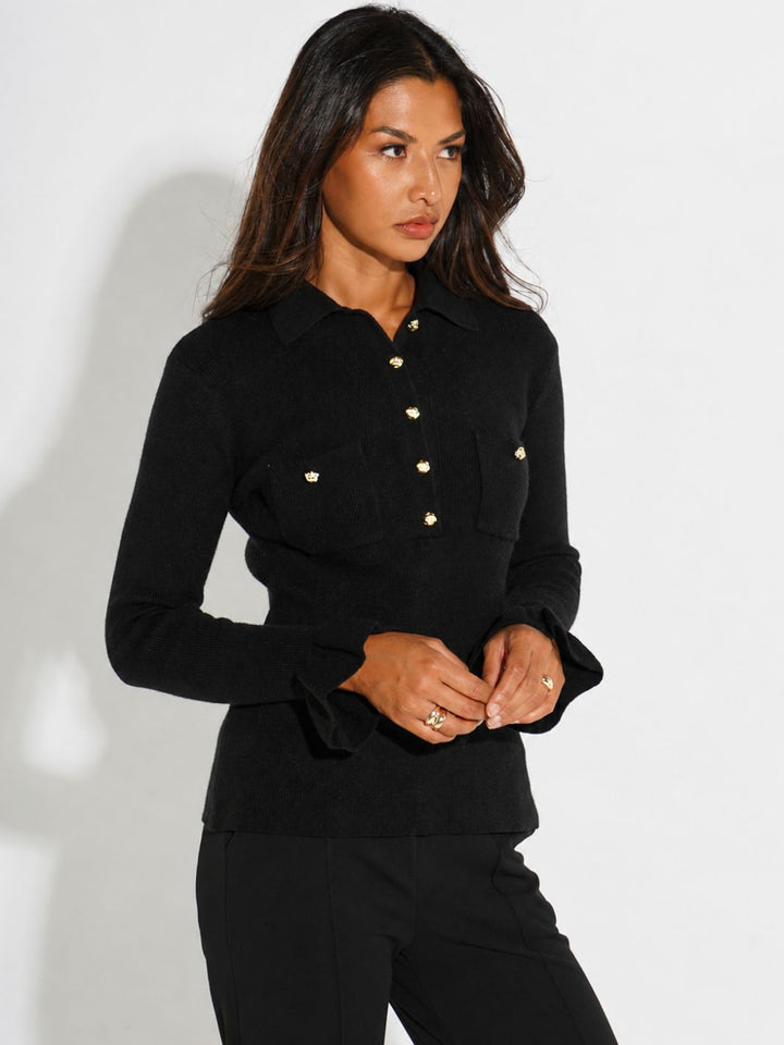 Kate & Pippa Sutton Knit Top In Black-Nicola Ross