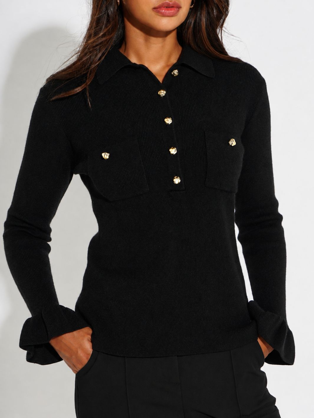 Kate & Pippa Sutton Knit Top In Black-Nicola Ross