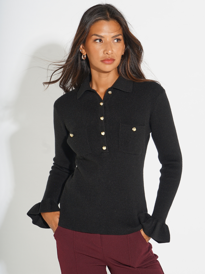 Kate & Pippa Sutton Knit Top In Black-Nicola Ross