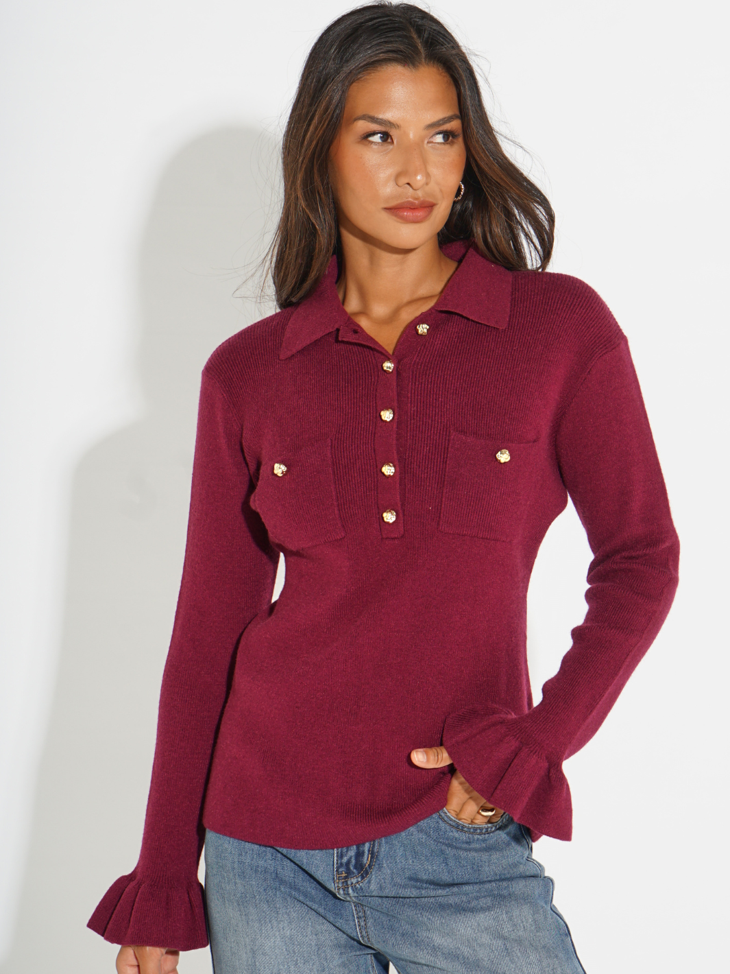 Kate & Pippa Sutton Knit Top In Plum-Nicola Ross