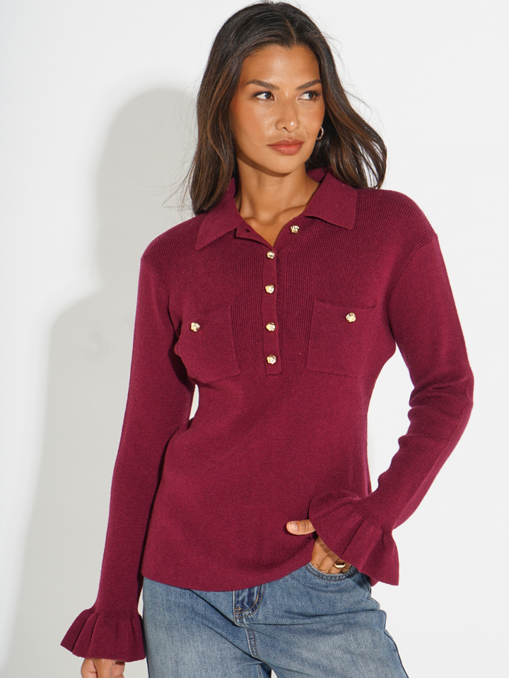 Kate & Pippa Sutton Knit Top In Plum-Nicola Ross