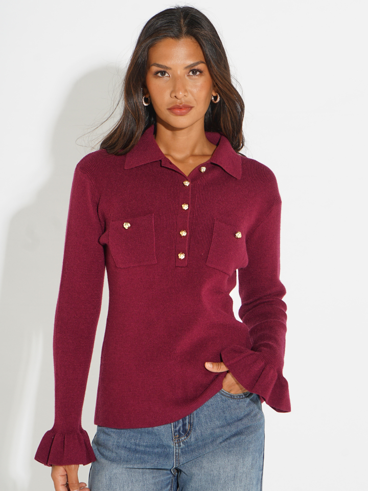 Kate & Pippa Sutton Knit Top In Plum-Nicola Ross