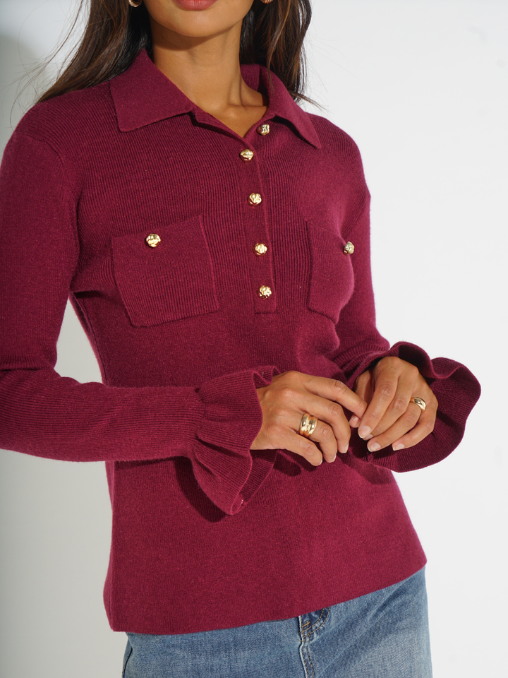 Kate & Pippa Sutton Knit Top In Plum-Nicola Ross