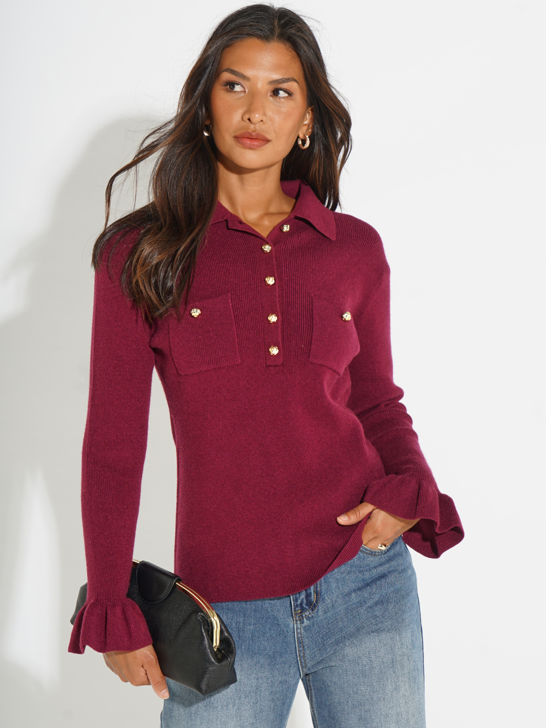 Kate & Pippa Sutton Knit Top In Plum-Nicola Ross
