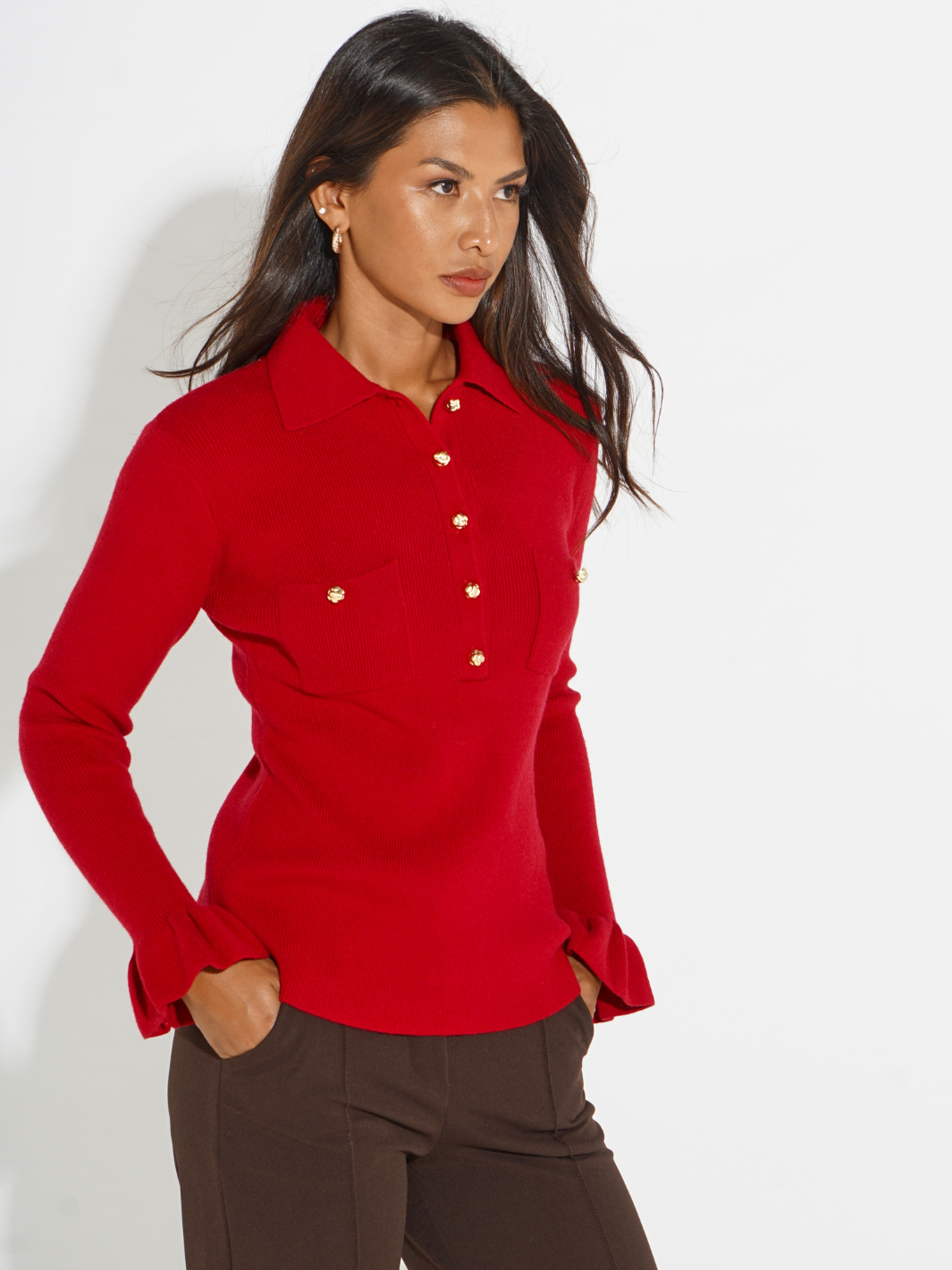 Kate & Pippa Sutton Knit Top In Red-Nicola Ross