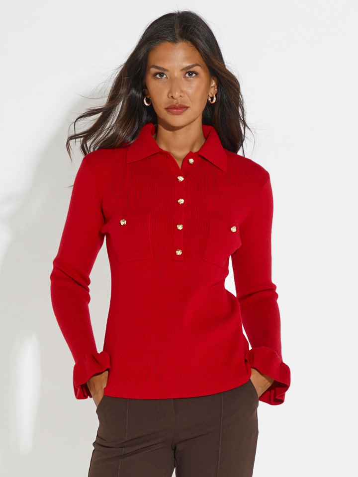 Kate & Pippa Sutton Knit Top In Red-Nicola Ross