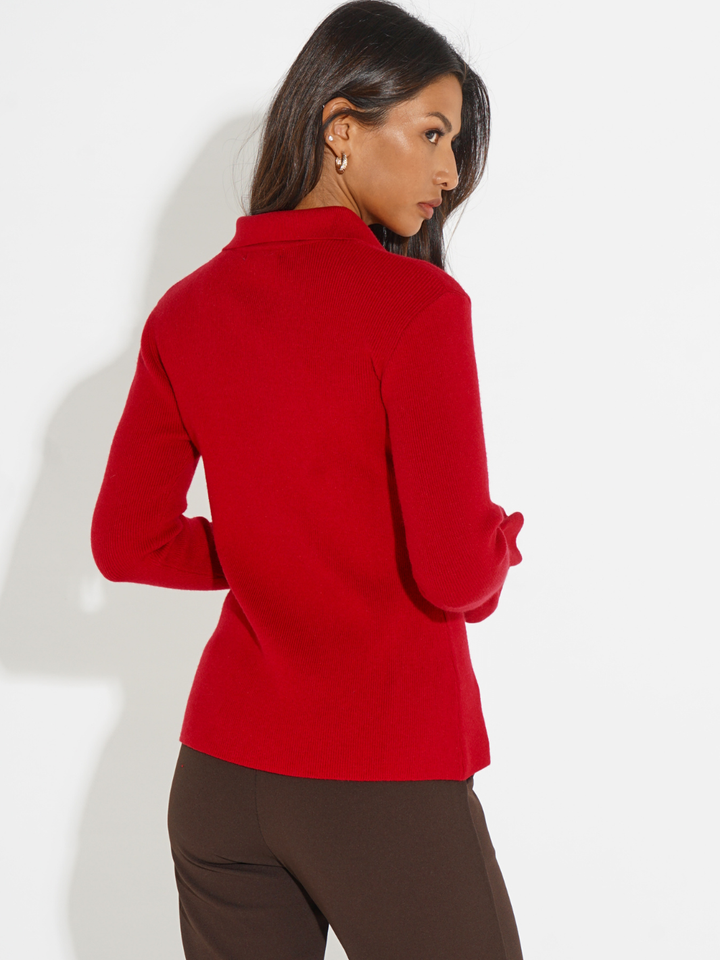 Kate & Pippa Sutton Knit Top In Red-Nicola Ross