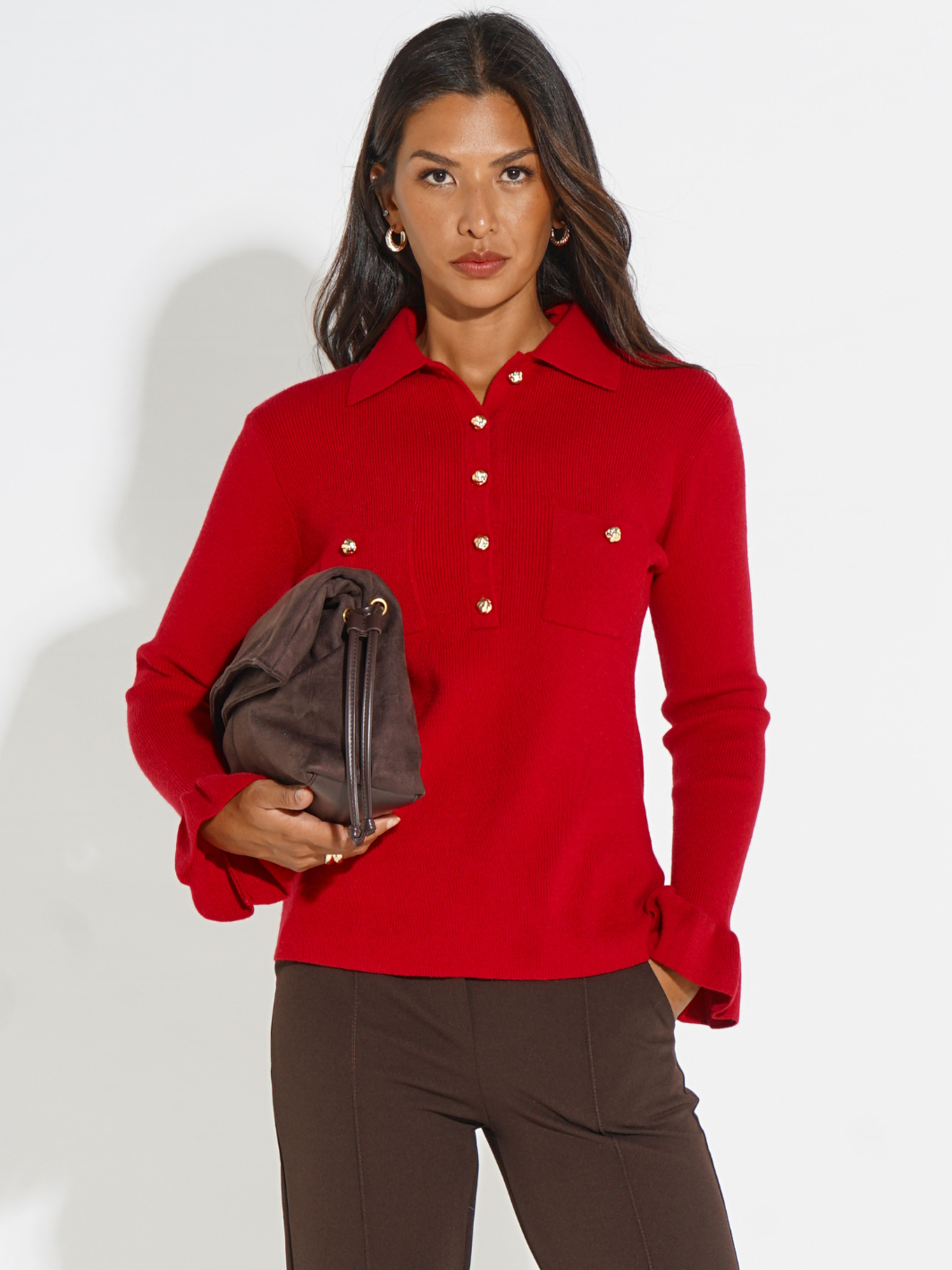 Kate & Pippa Sutton Knit Top In Red-Nicola Ross