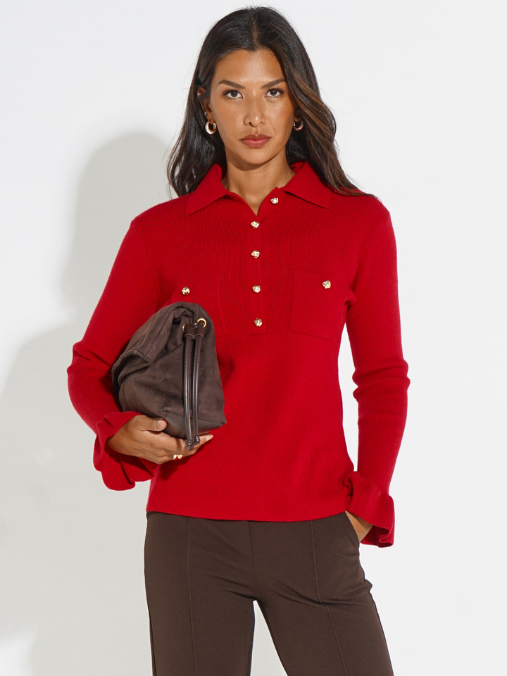 Kate & Pippa Sutton Knit Top In Red-Nicola Ross