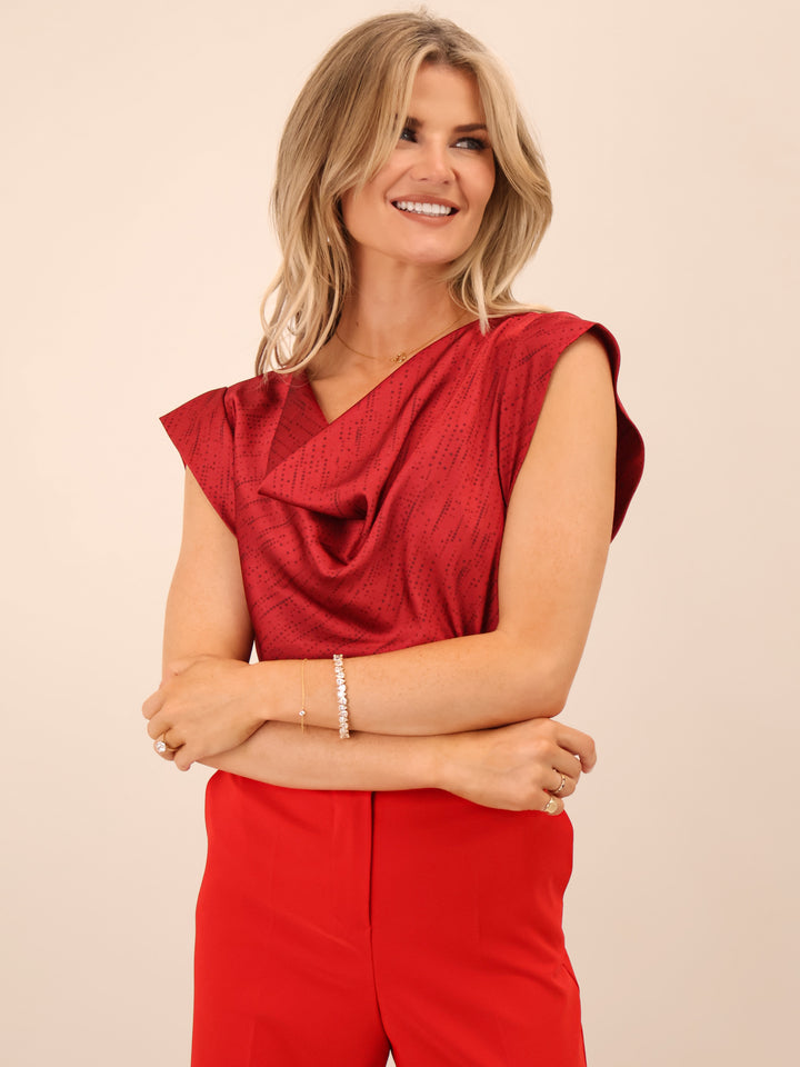 Kate & Pippa Suzy Cowl Neck Top In Red-Nicola Ross