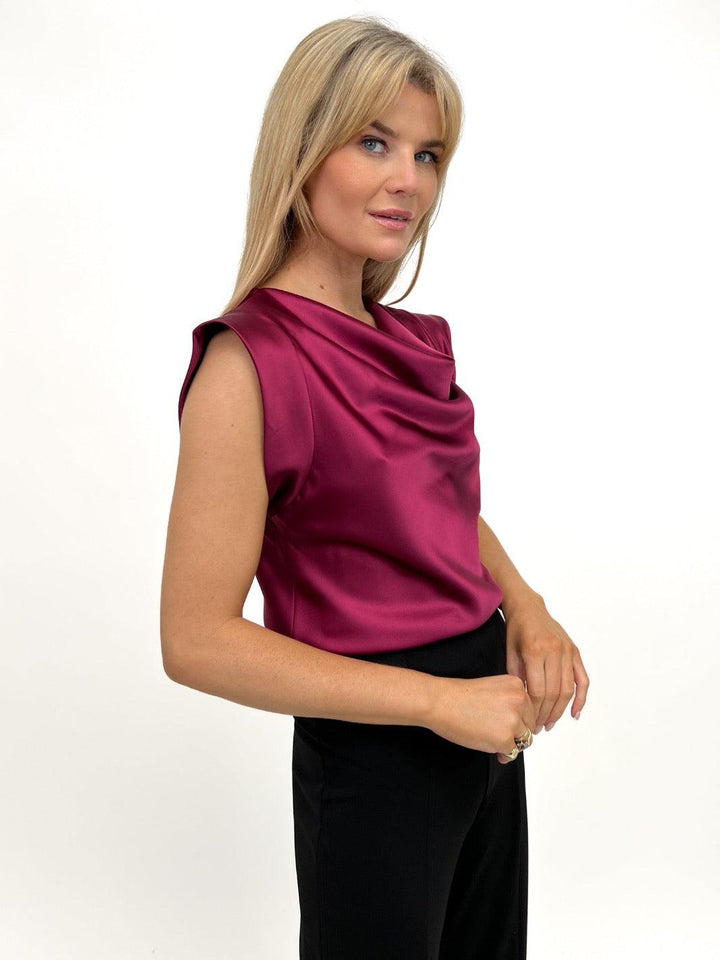 Kate & Pippa Suzy Cowl Neck Top In Burgundy-Nicola Ross