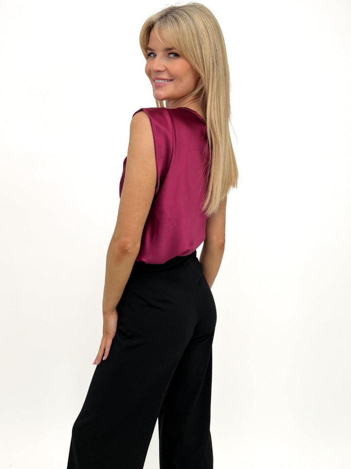 Kate & Pippa Suzy Cowl Neck Top In Burgundy-Nicola Ross